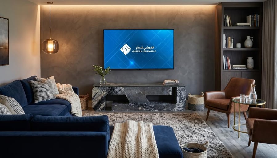 Blue Lotus Marble TV Stand