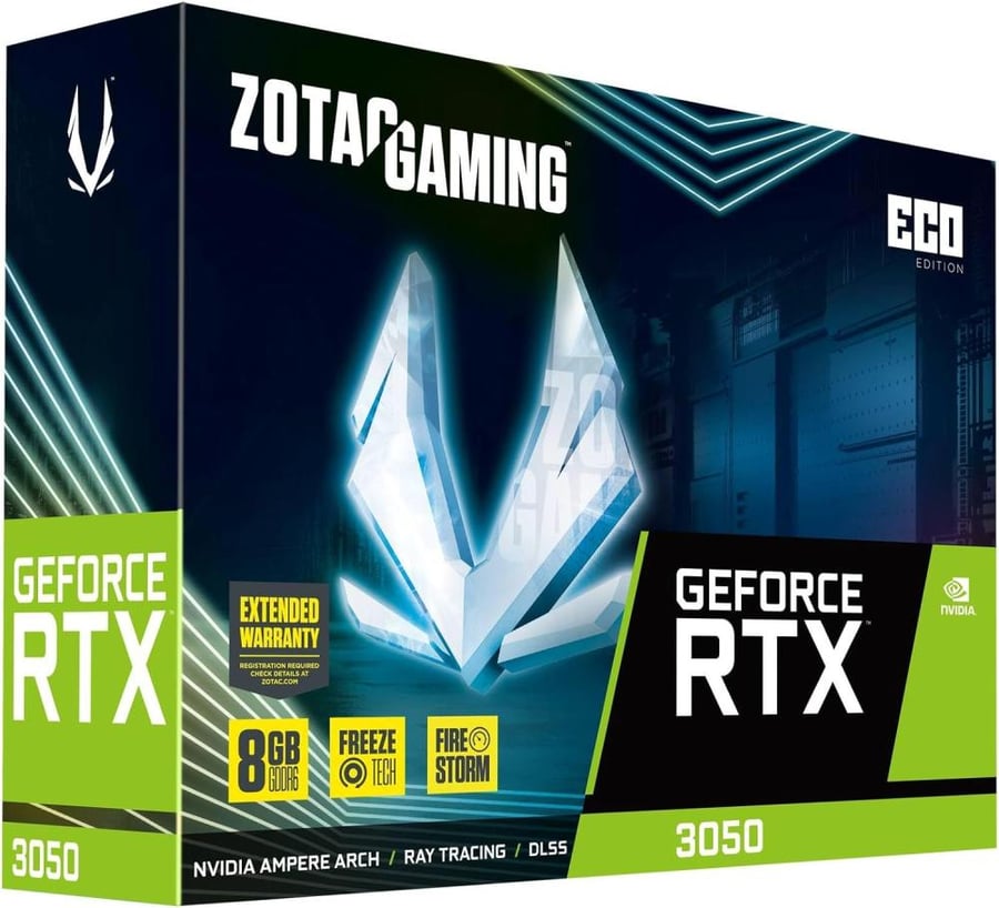 كرت شاشة انفيديا 3050 جي فورس آر تي اكس 8 قيقا بايت - "ZOTAC GAMING - NVIDIA GEFORCE RTX 8GB GDDR6"