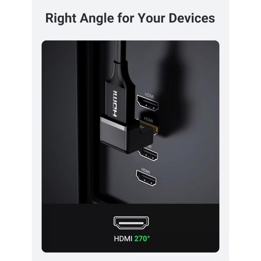 محول يوجرين HDMI بزاوية 270 درجة اسود