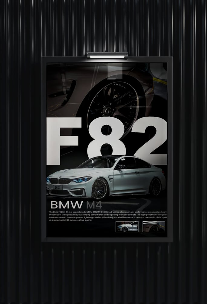 BMW M4 F82 White Poster