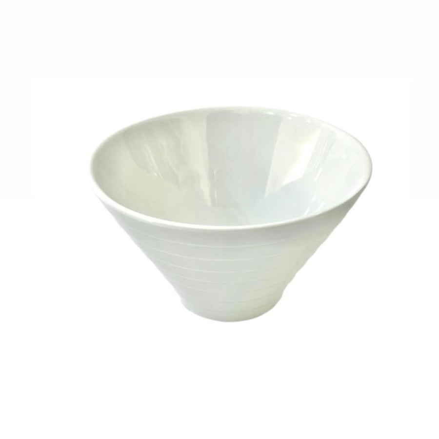Striped bowl 18 cm H 11 cm white