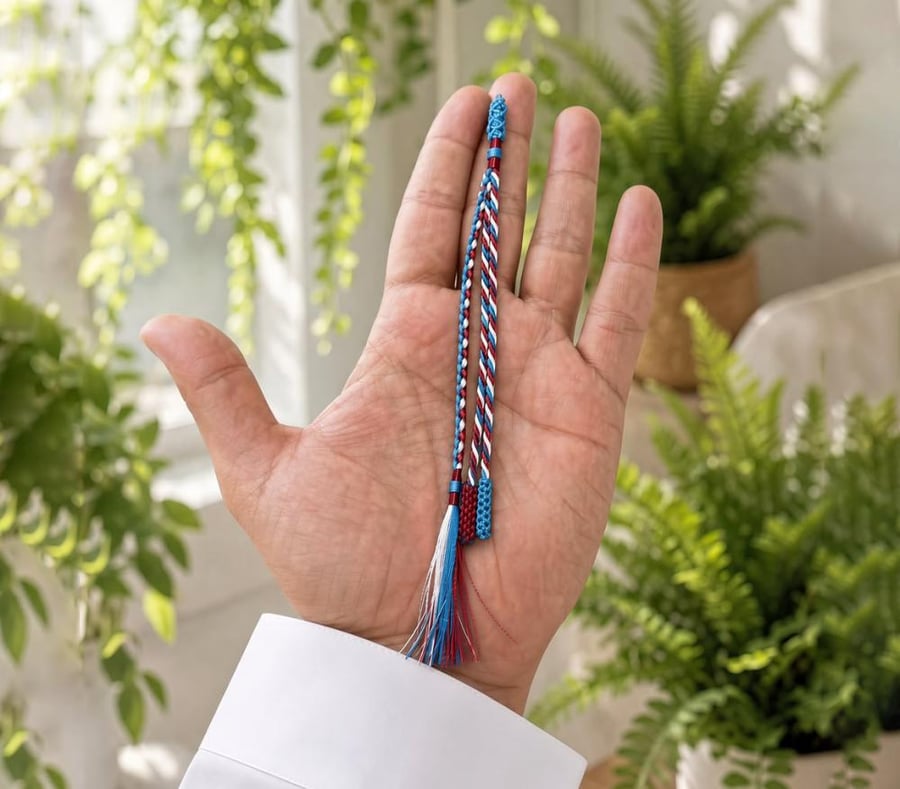 كركوشة تفصال يدوي باللون العنابي والسماوي والأبيض كود 10275