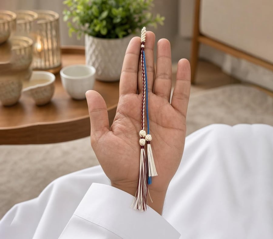 كركوشة تفصال يدوي باللون العنابي والأزرق والبيج كود 10280