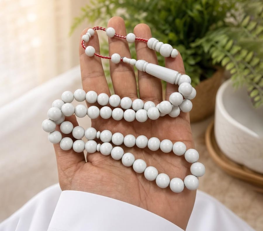 مسباح بكلايت  عقود 51 خرزه  بمقاس 10 ملي لون رمادي فاتح