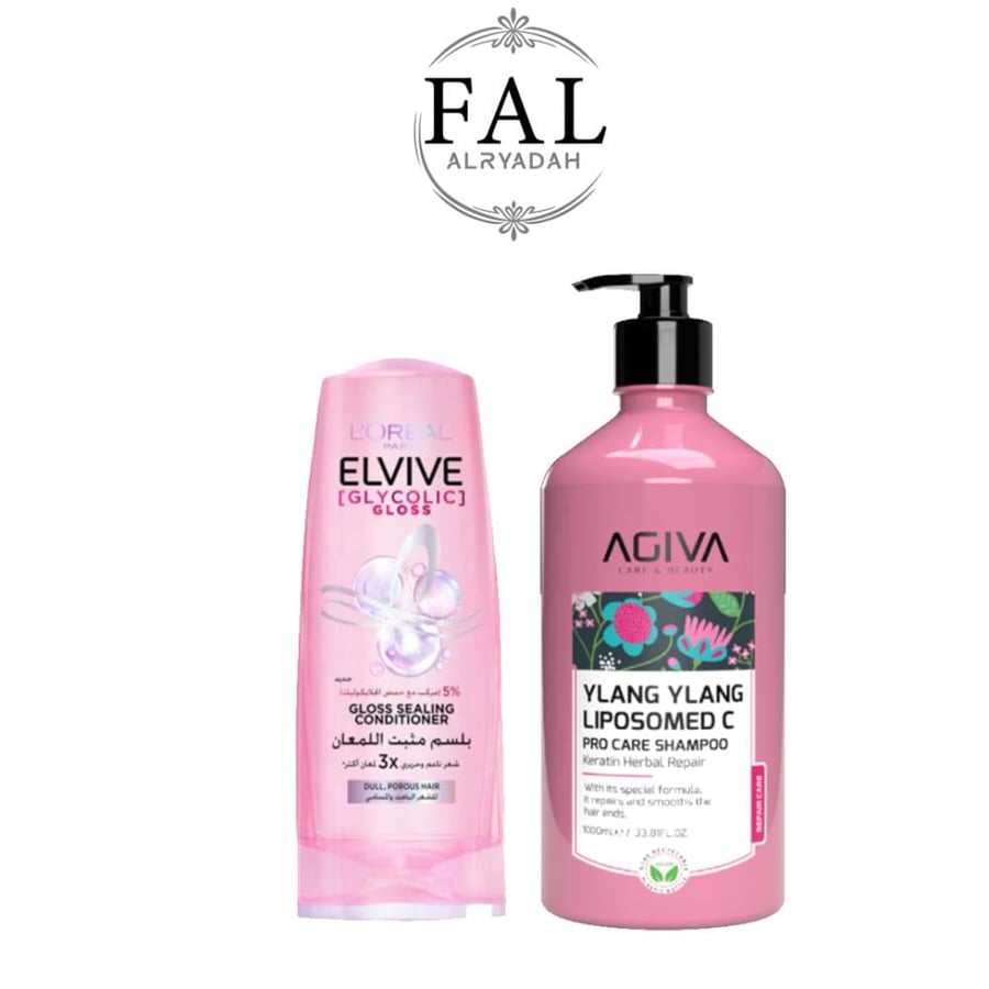 Shampoo and conditioner set for hair shine and deep nourishment - 1000 ml + 360 ml