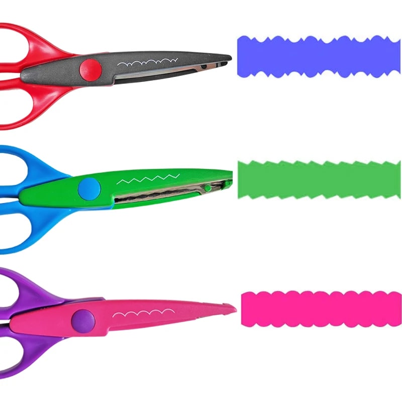 FOSKA Craft Scissors for Kids in Assorted Colors 6.25" Set of 3