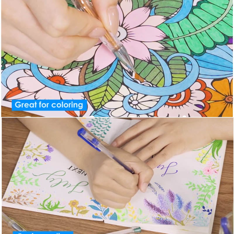 طقم أقلام جل ملونة للرسم والتلوين بسن 0.8 ملم من Foska