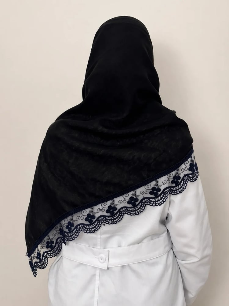Navy lace voile