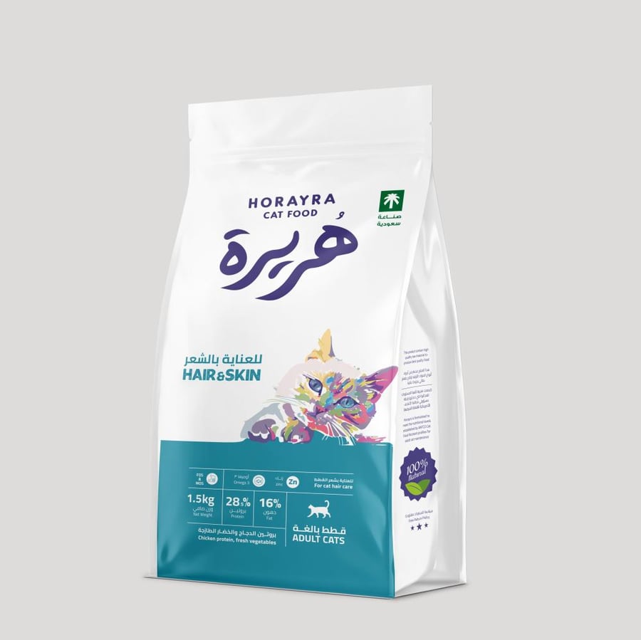 هريرة طعام جاف للقطط للشعر و الجلد 1.5 كجم