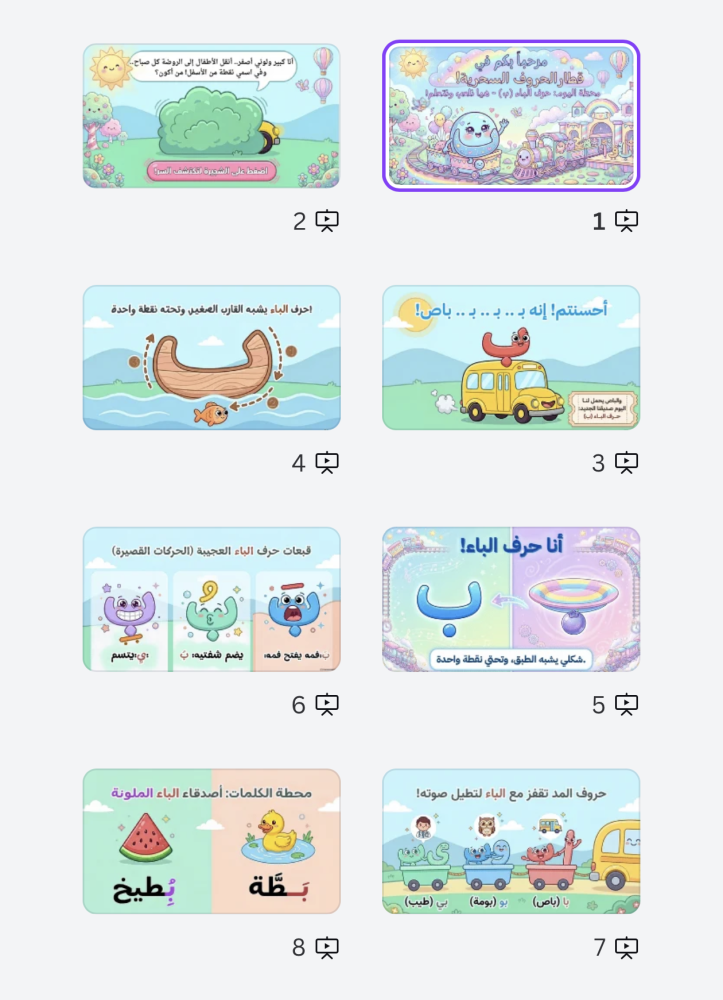 عرض لدرس حرف الباء (ب) لرياض الأطفال والصف الأول ابتدائي