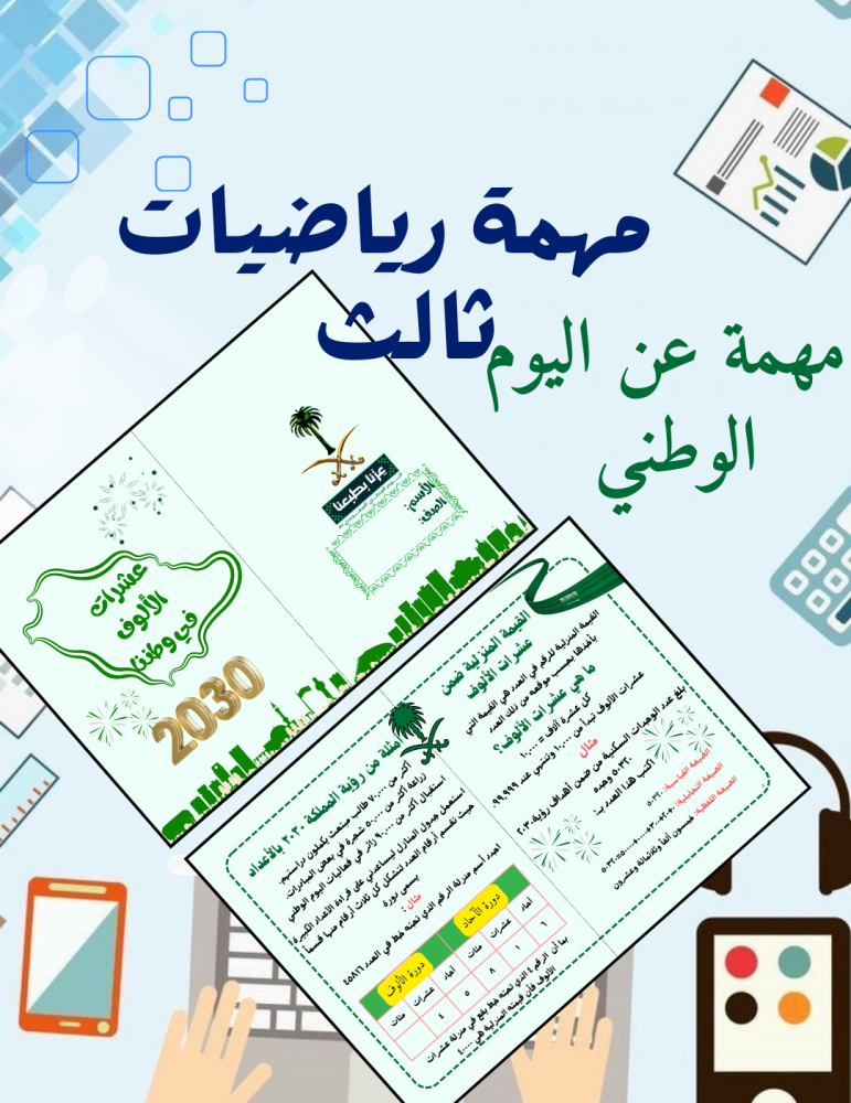 مهمة رياضيات ثالث عشرات الالوف عن اليوم الوطني