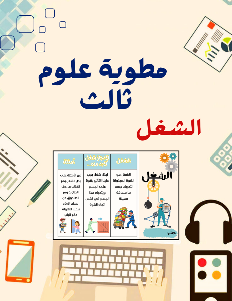 مطوية الشغل علوم ثالث
