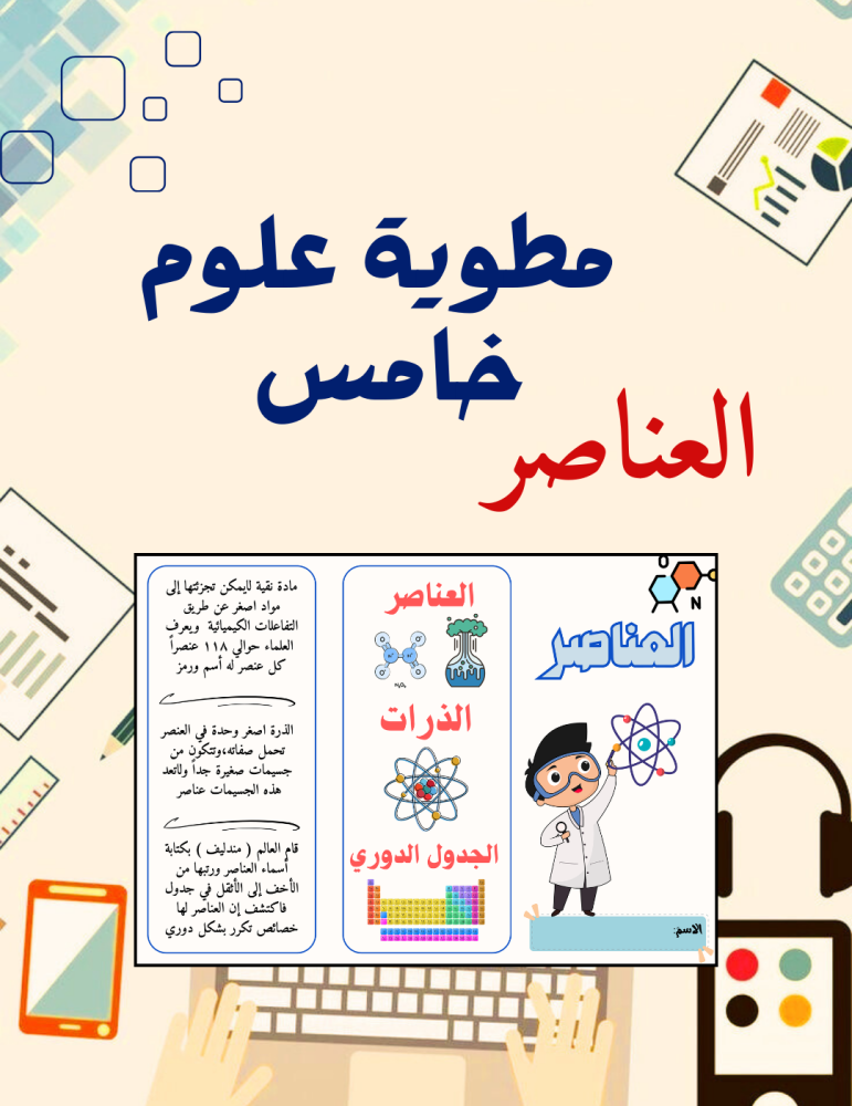 مطوية العناصر علوم خامس
