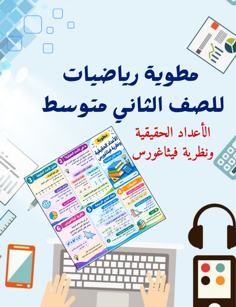 مطوية الاعداد الحقيقية ونظرية فيثاغورس رياضيات ثاني متوسط
