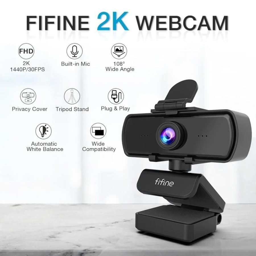 كاميرا ويب FIFINE 1440p Full HD PC