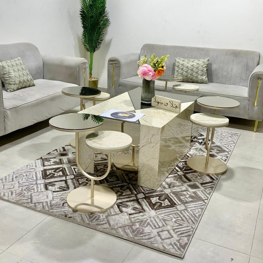 Set of 5 tables, double-sided service