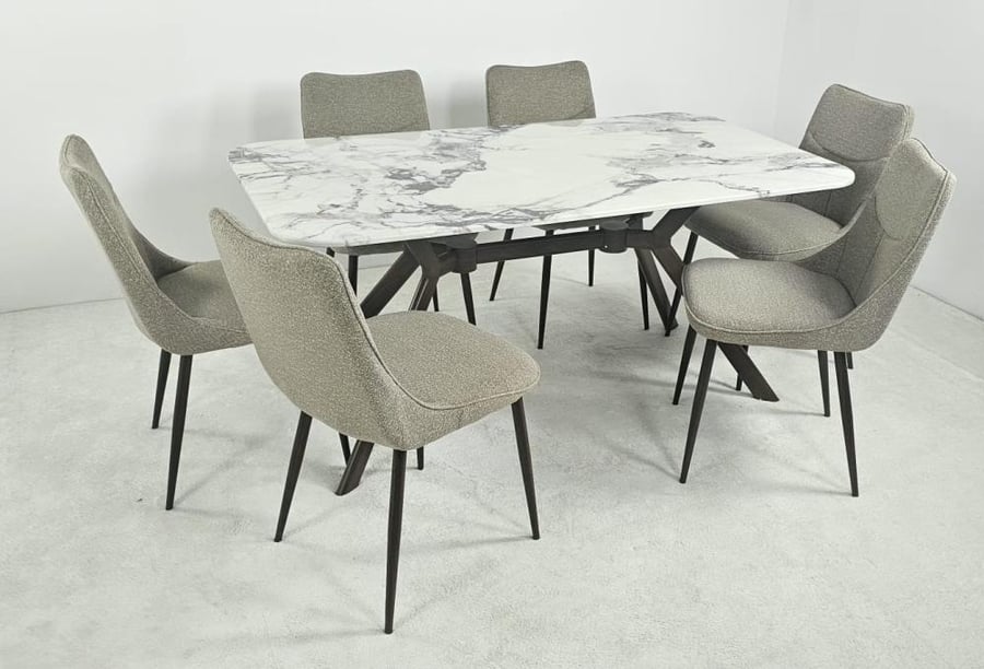 Marble dining table 6 chairs, model DT114