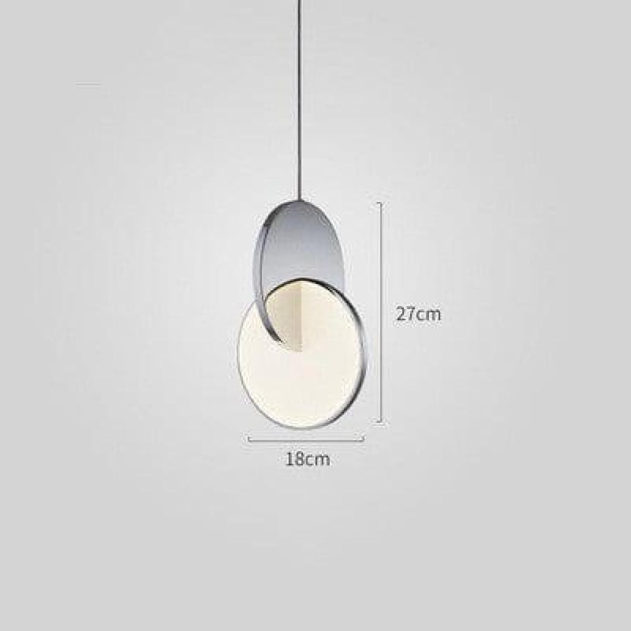 Double disk pendant lamp in gold or silver