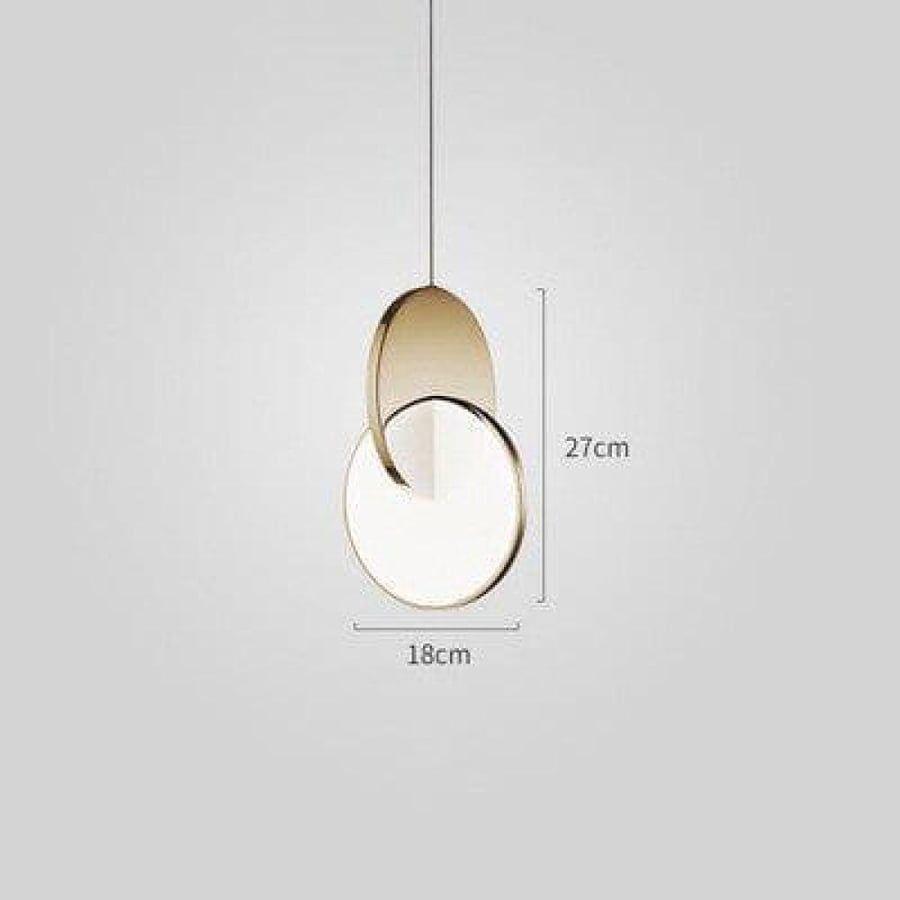 Double disk pendant lamp in gold or silver