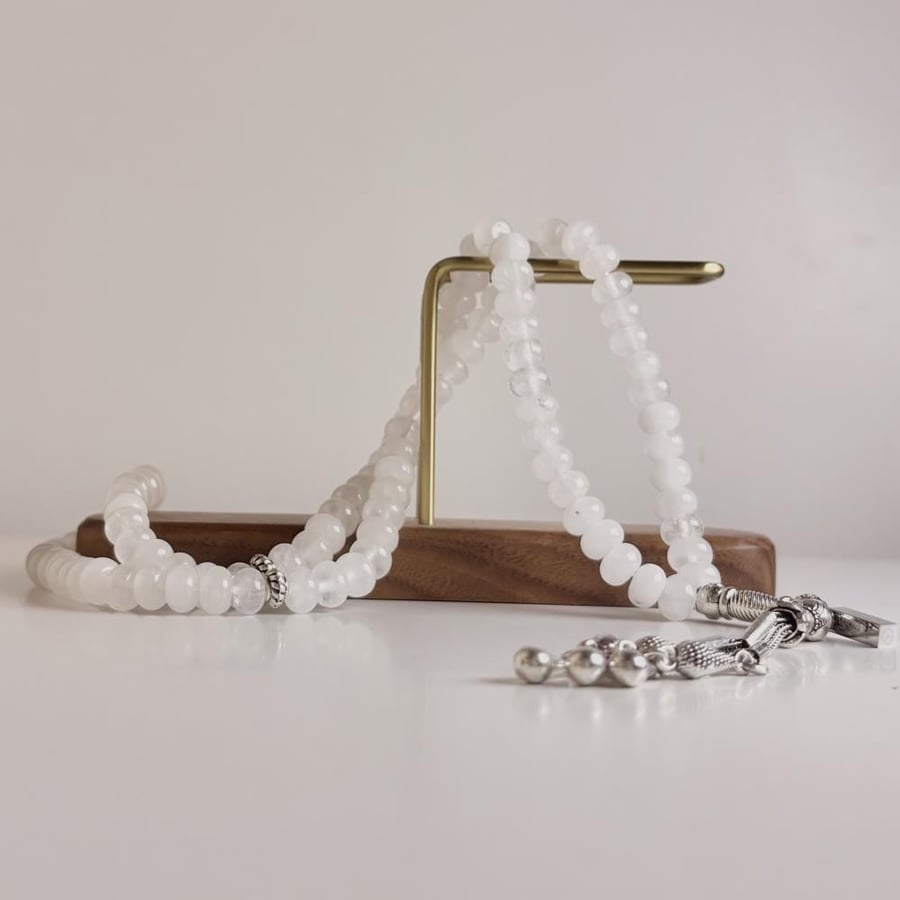 Natural rock quartz stone rosary - 99 beads