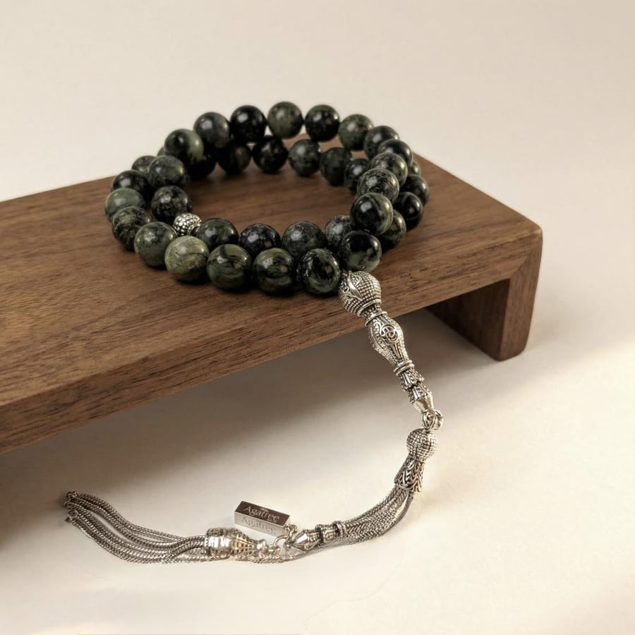 Natural kambaba jasper stone rosary - 33 beads - 10 mm