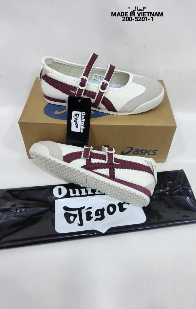 حذاء نسائي Onitsuka Tigor Mary Jane Style – أبيض × خمري