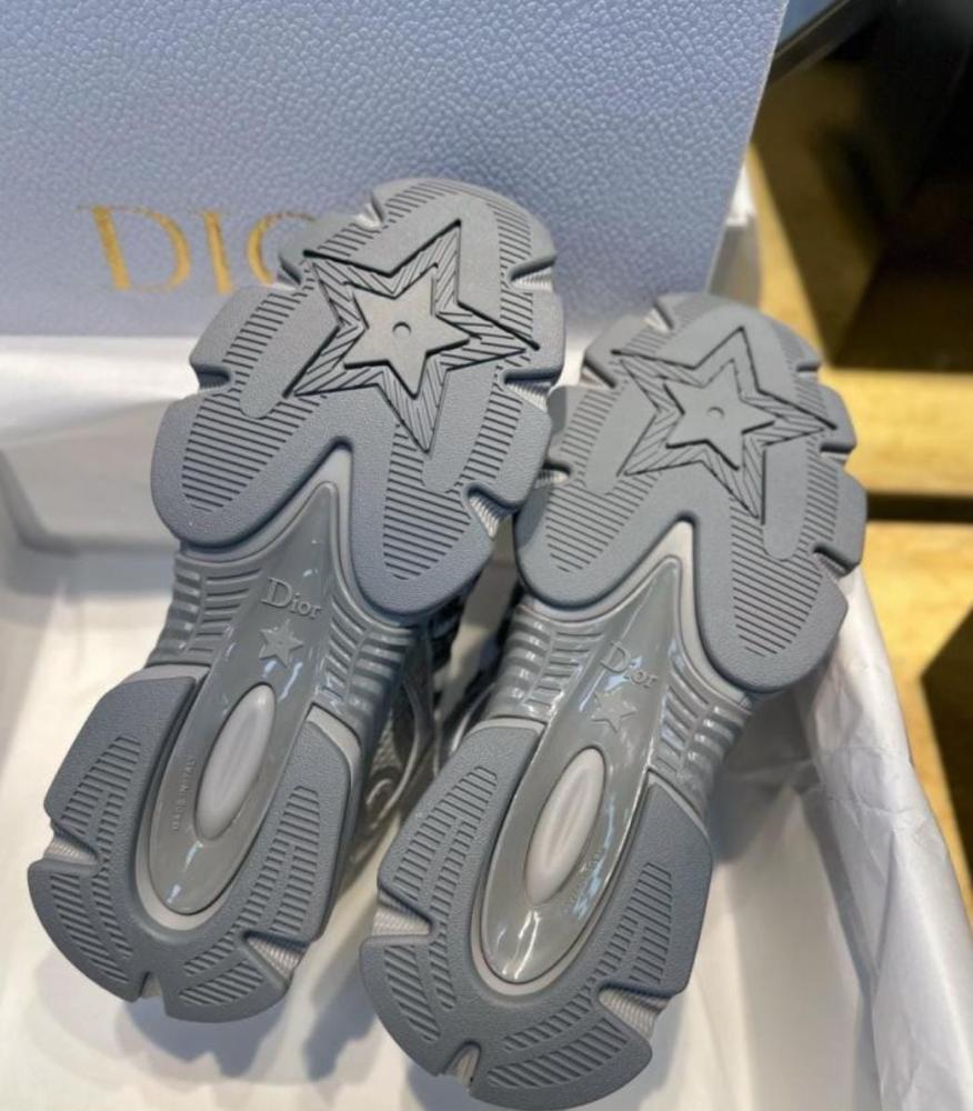حذاء رياضي من ديور طراز كرونو مصنوع من قماش شبكي وألواح فضية بتأثير الجلد.  Dior Chro