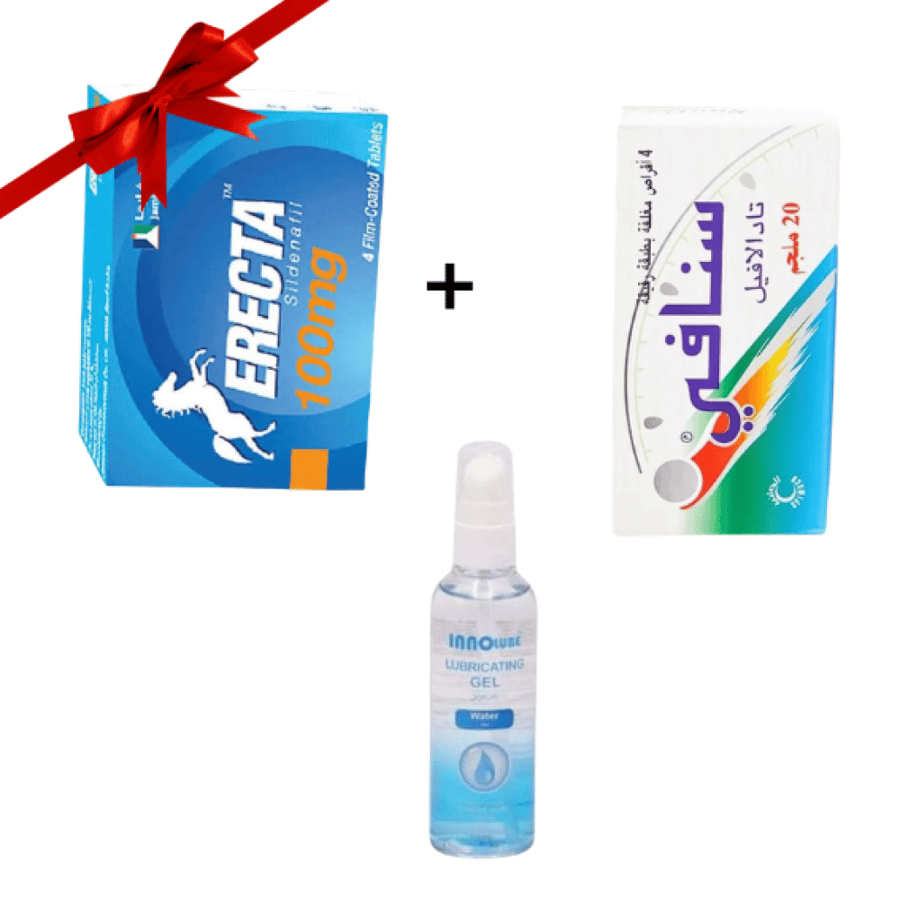 (عرض الباكدجات)SNAFI 20MG 4FCTAB/BOX +ERECTA 100MG 4FCTAB/BOX. +اينو مزلق 100مل ماء