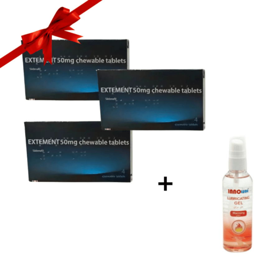 (عرض الباكدجات)EXTEMENT 50MG 4TAB/BOX. 3 +اينو مزلق شخص - دافىء 100ملل