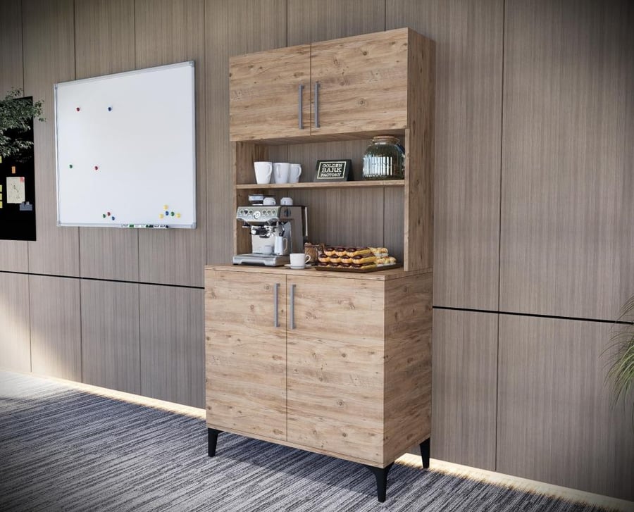 Coffee cabinet with 4 drawers, brown color