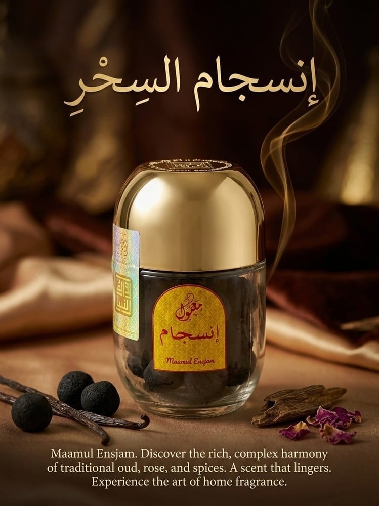 معمول انسجام فاخر للمنزل (100 جرام) - بخور ملكي بمزيج العود التقليدي، الورد، والتوابل الشرقية