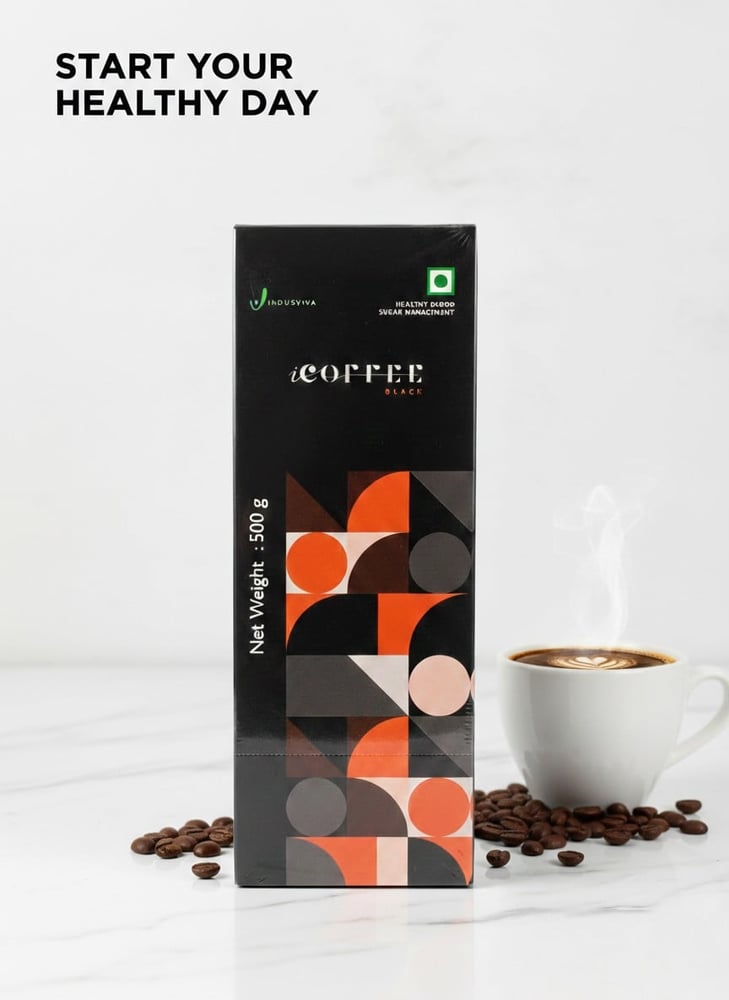 أندوس فيفا آي كوفي بلاك (Indusviva iCoffee Black) – القهوة المثالية لإدارة مستويات السكر في الدم