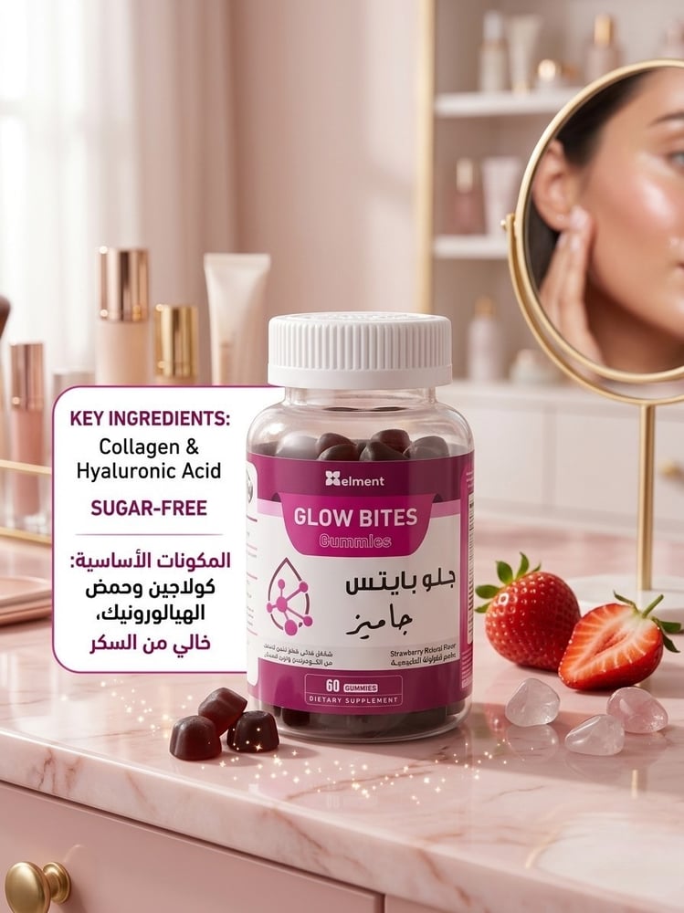 Xelment Glow Bites Gummies (60 Count) – Sugar-Free Collagen & Hyaluronic Acid Formula for Radiant Skin, Hair & Nails