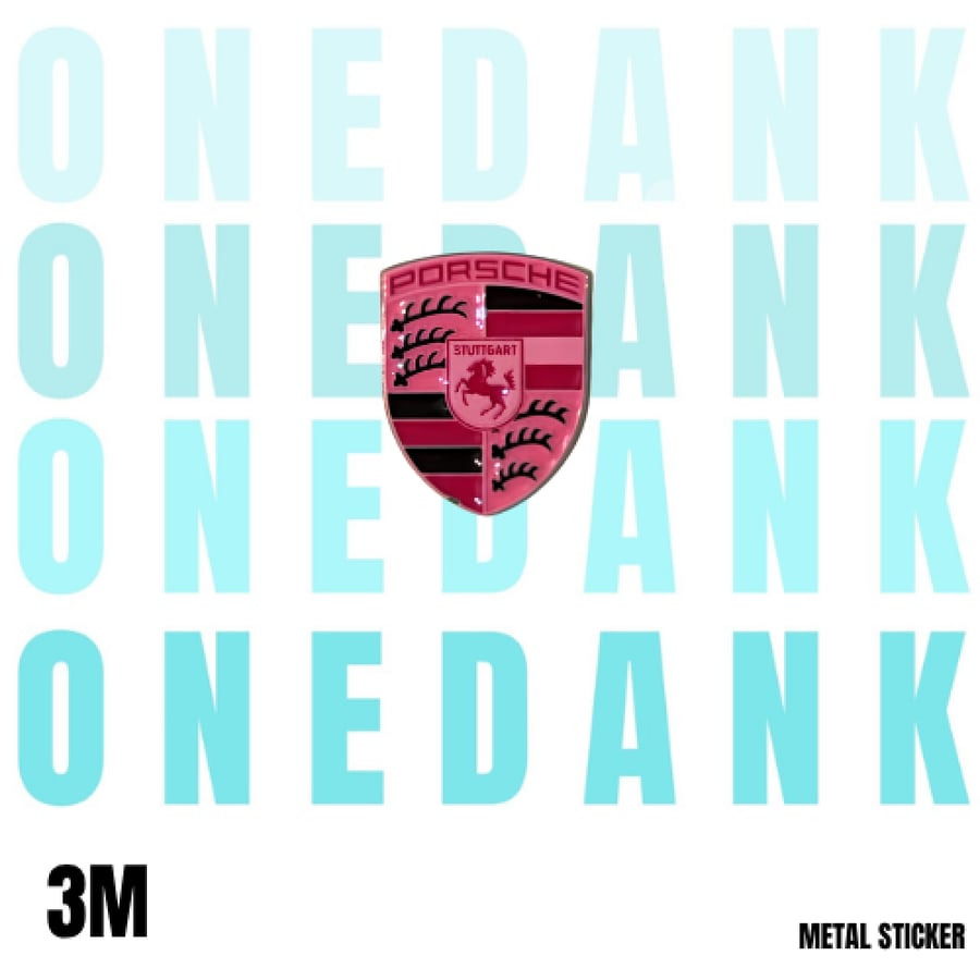 ملصق معدني بورش وردي | Metal Sticker - Pink Porsche