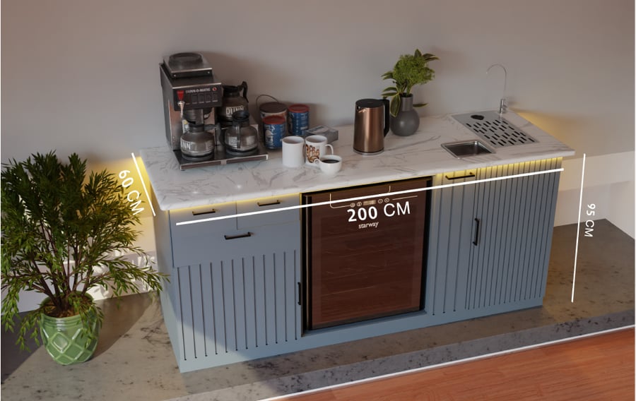 كورنر كوفي مودرن خشب بسطح رخام وإضاءة LED بتصميم أنيق وفاخر 4