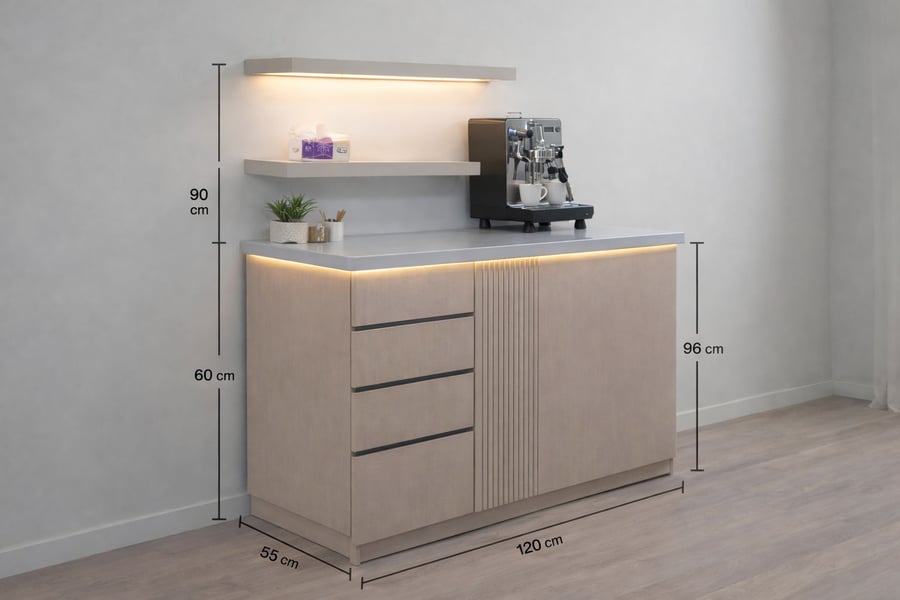 ركن كوفي خشب بسطح رخام وإضاءة LED بتصميم مودرن فاخر 2