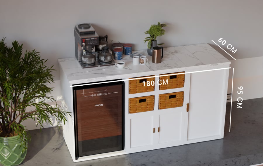 كورنر قهوة عصري أنيق مع سطح رخام وإضاءة LED بتصميم مودرن فاخر 2