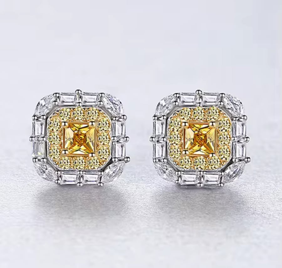 Sterling silver 925 set adorned with yellow topaz stone