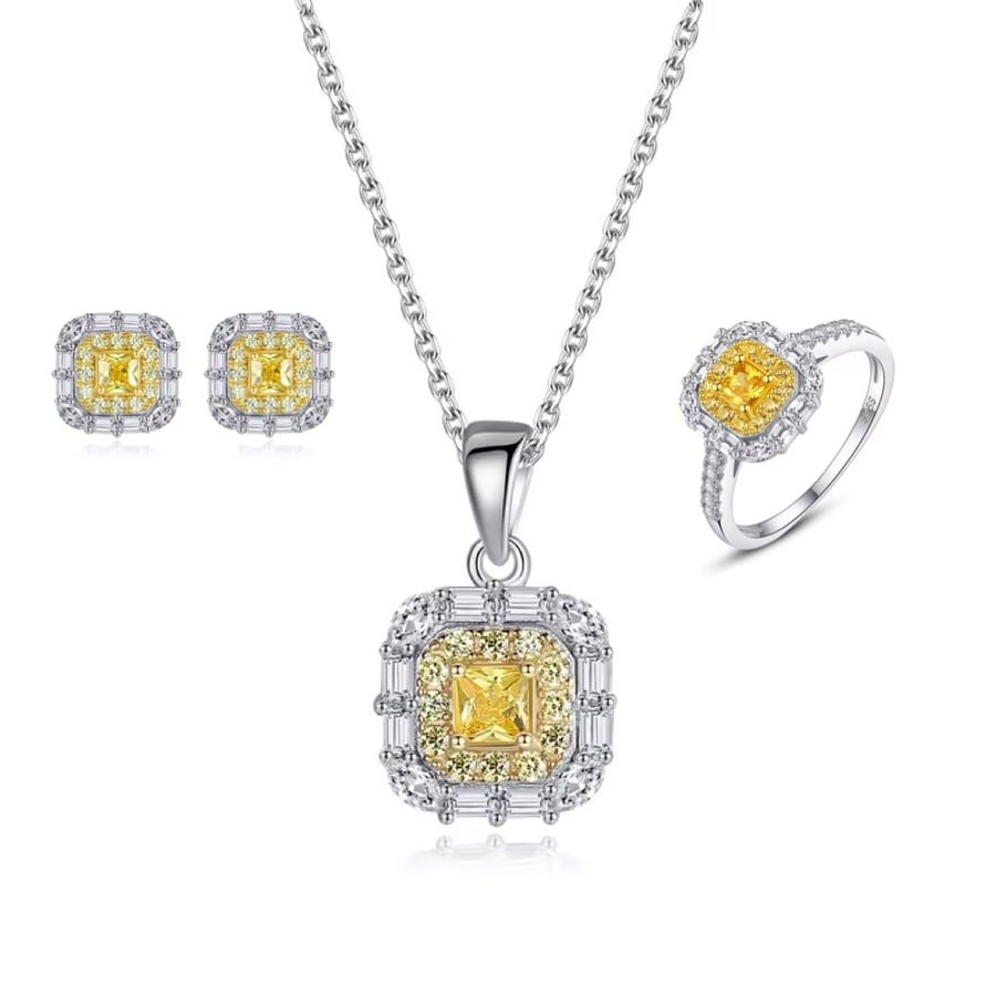 Sterling silver 925 set adorned with yellow topaz stone