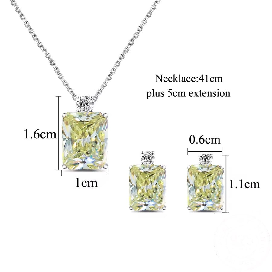 Sterling silver set 925, olive yellow color