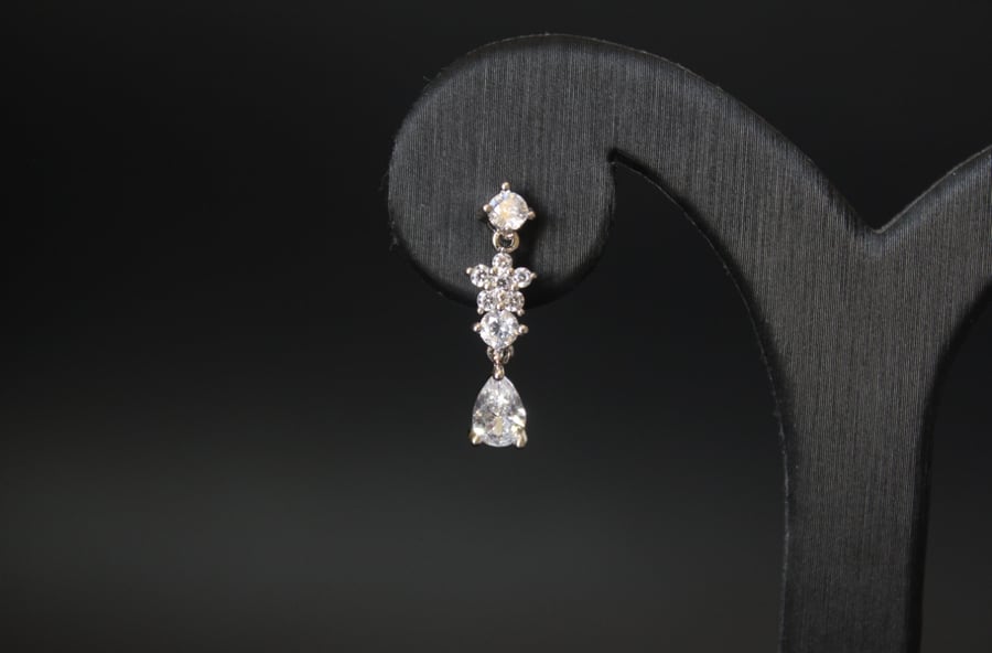 Necklace and earrings set – shiny zircon plated with rhodium