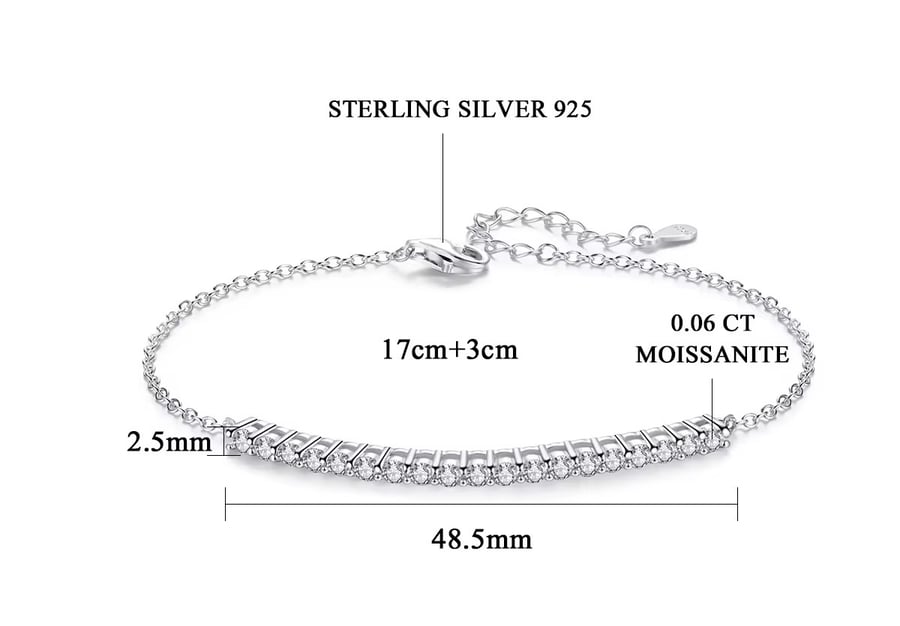 Sterling silver 925 bracelet with Moissanite stone