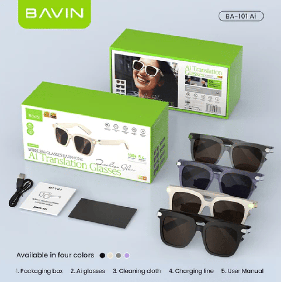 نظارات شمسية ذكية BAVIN BA101 AI - ترجمة أكثر من 130 لغة في الوقت الفعلي