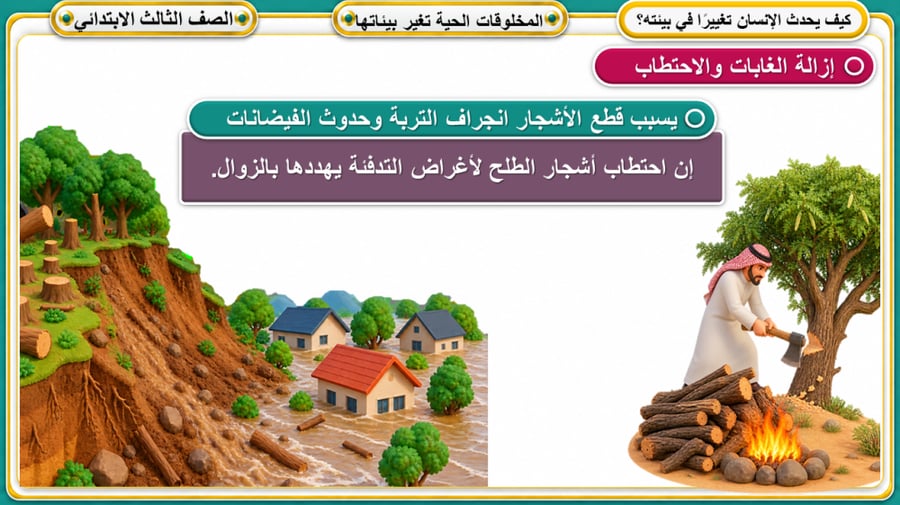 المخلوقات الحية تغير بيئاتها علوم ثالث