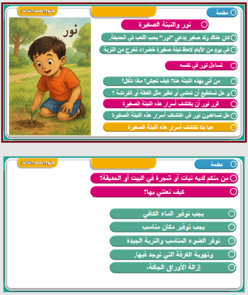 علوم الصف الثالث الفصل : التعرف على المخلوقات الحية