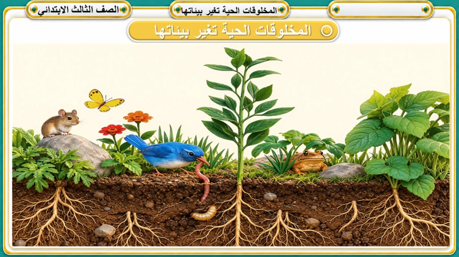 المخلوقات الحية تغير بيئاتها علوم ثالث