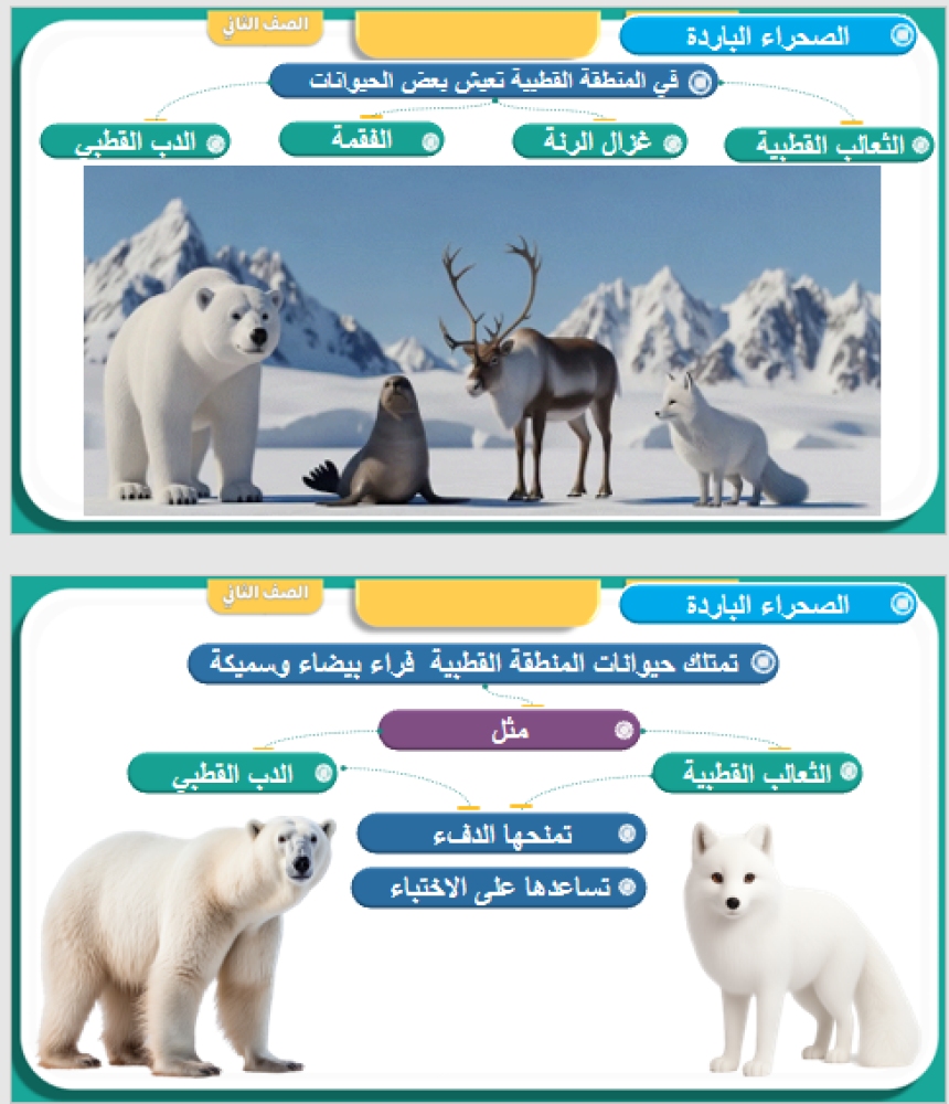 علوم الصف الثاني الوحدة الثانية   الفصل الرابع  أنواع المواطن الدرس الأول   الصحاري الحارة الباردة