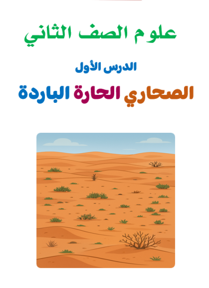 علوم الصف الثاني الوحدة الثانية   الفصل الرابع  أنواع المواطن الدرس الأول   الصحاري الحارة الباردة