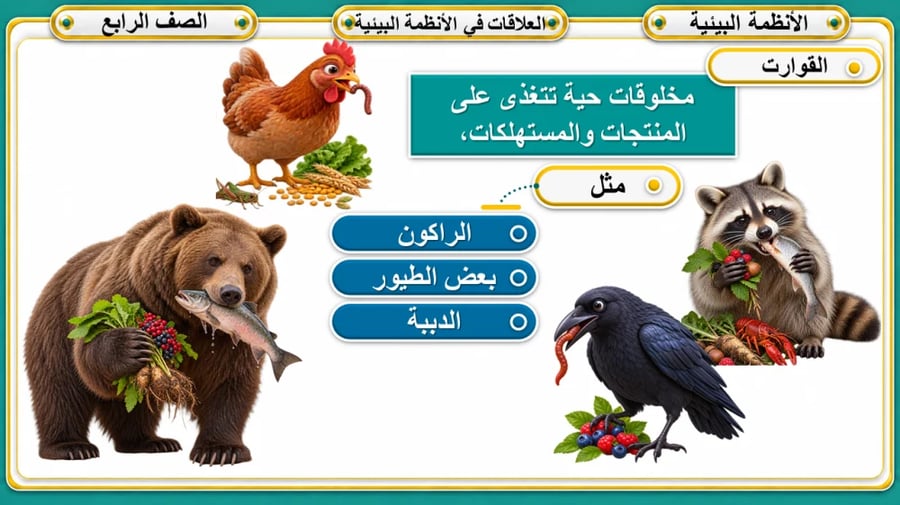 العلاقات في الانظمة البيئية - الصف الرابع