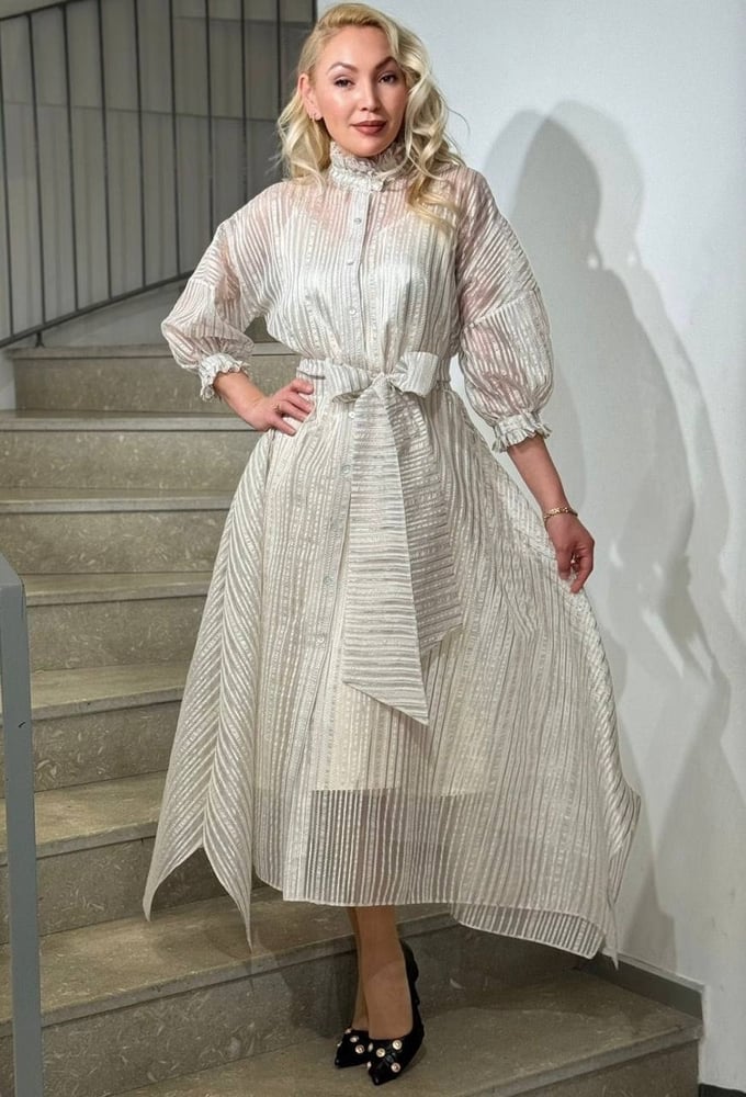 فستان "ساي" (Say Dress) الشيفون المقلم